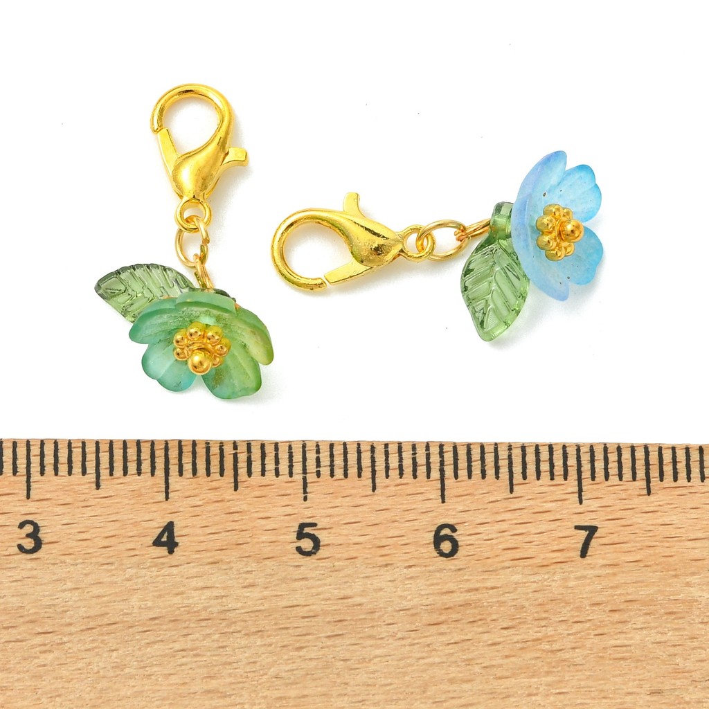 64pcs Transparent Acrylic Pendant Decorations, Flower Charms